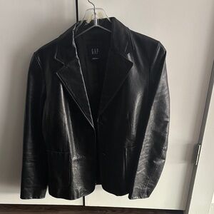 GAP Retro Classic Black Leather Jacket Ladies